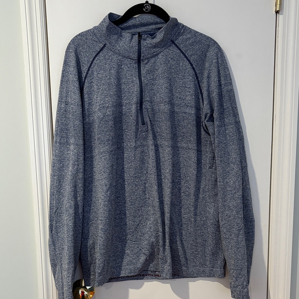 RHONE Heathered Blue Zip-Up Sweater